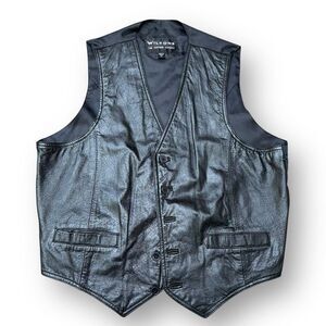 Wilsons Leather Men's Black Moto Vest Button Front Size XL Extra Large